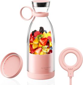 Portable Blender for Shakes and Smoothies with 11.83 Oz Travel Cup and Lid,Durable Stainless Steel Blades for Juice Blending Performance, Pink