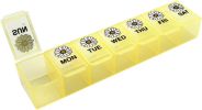 Weekly (7-Day) Daily Pill Case, Medicine Planner, Vitamin Organizer, Supplement Container, Large Compartments, Yellow Daisy Days Design, Easy-to-Open