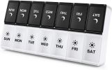 Large Pill Organizer 2 Times a Day, Weekly Box Per AM PM Case, Day Night Container 7 Vitamin Case Twice