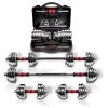 Adjustable Dumbbell Set With 3 in 1 Dumbbell Barbell Metal Connecting Rod, Chromed Weights, Hardcover Gift Box, Adjustable Weight Sets up to 110lbs