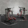 Multi Home Gym Equipment, Workout Station with Sit up Bench, Push up Stand, Dip Station, 99lbs Weights
