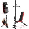 12-in-1 Multi-Functional Weight Bench with Pulley System and Resistance Cords, Adjustable Backrest Headrest Lat Pulldown Workout Bench with Leg Suppor