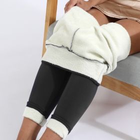 Winter Leggings Warm Thick High Stretch Lamb Cashmere Leggins Skinny Fitness Woman Pants (Option: Black-S)