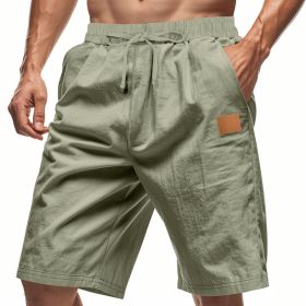 Solid-color Mens Plus-size Thin Linen Breathable Beach Sports Casual (Option: M-Army Green)