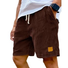 Vintage Embroidered Corduroy Fashion Lace-up Casual Shorts (Option: XL-Wine Red)