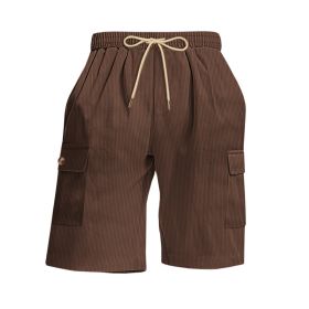 Mens Corduroy Multi-Pocket Shorts For Sports (Option: M-Brown)