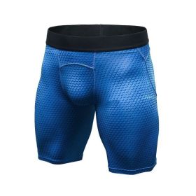 Men's Casual And Comfortable Compression Muscle Gym Shorts (Option: Blue-M-Short)