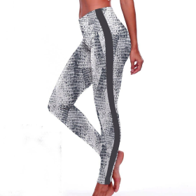 White/Charcoal Gray Animal Print Leggings - Full Length (size: small)
