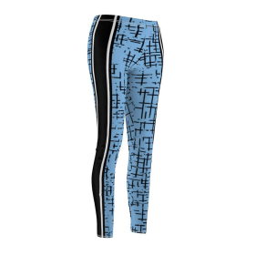 Blue/Black Checkered Print Leggings -3/4 Length (Color: Blue/Black, size: small)