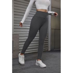 Autumn And Winter Women's Velvet Lift Hip Tight Pants With Elastic High Waist Sports Tight Pants (Option: Gray-M)