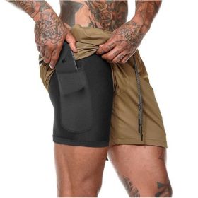 Pocket Compression Shorts (Option: Khaki-XXXL)