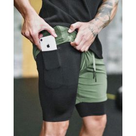 Pocket Compression Shorts (Option: Green Black-M)