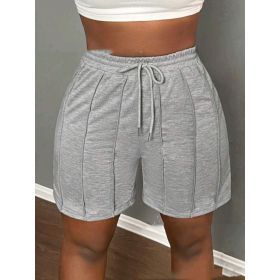 Women's Summer Solid Color Casual Drawstring Shorts (Option: Silver Gray-2XL)