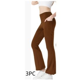Ladies Mid Waist Abdominal-shaping Slimming Cropped Pants Casual Pocket Bootcut Trousers (Option: SetD-S)