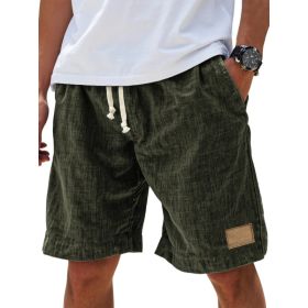 Men's Retro Breathable Linen Loose Holiday Shorts (Option: XL-Army Green)
