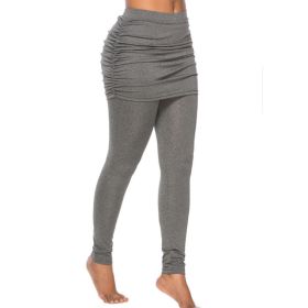 Pack hip side pleated skirt fake two leggings skirt (Option: Grey-XL)