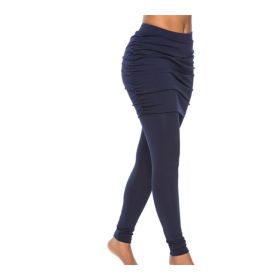 Pack hip side pleated skirt fake two leggings skirt (Option: Navy Blue-S)