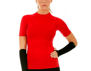 InstantFigure Activewear Compression Raglan Short Sleeve Top (Color: Red, size: medium)
