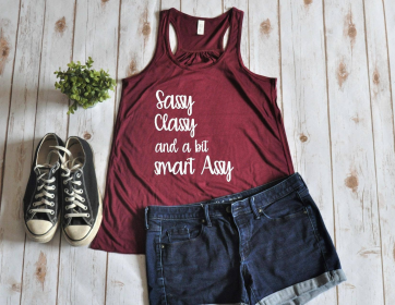 Sassy Classy and bit smart assy Women's Tank Top (Color: Maroon, size: X-small)
