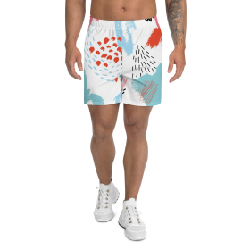 Red Blue Men's Paint Abstract Brush Stroke Athletic Shorts (size: S)