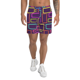 Multicoloured Box Print Men's Athletic Shorts (size: S)