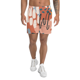 Men's Brown Abstract Print Multicolored Athletic Shorts (size: S)