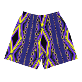 African Purple Print Athleisure Men's Recycled Athletic Shorts (size: S)