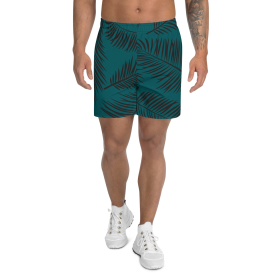 Men's Green Leaf Pattern Athletic Shorts (size: S)