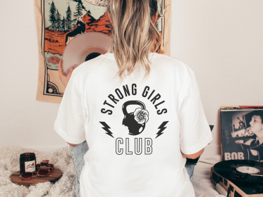 Strong Girls Club Gym Shirt for Women (Color: White, size: small)