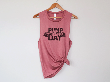 Pump Day Funny Lifting Shirt for Women (Color: Mauve, size: small)