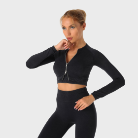 Yoga Crop Top and Leggings Activewear Set (Color: Black, size: small)