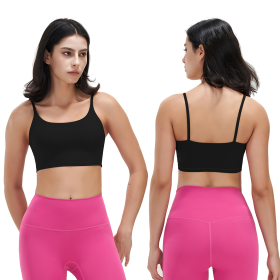Women Strap Sport Bras (Color: Black, size: XL)