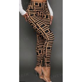 Casual Women Geometric Print Knitted Leggings (Option: Multicolor-M)