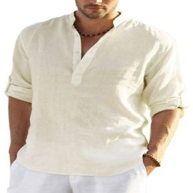 Men's Short-sleeved Button-up Shirt (Option: White-S)