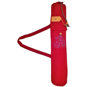 Cotton Hindu Sanskrit Aum Yoga Mat Bag Carrier with Front Pocket (Color: Maroon, size: 30)