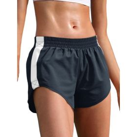 Fisoew Women Striped Track Shorts High Waisted Dolphin Workout Running Athletic Sweat Shorts (Option: Navy-XL)