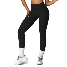4 Sizes-5 Colors Option -- 1Pc Women's High Waist Workout Leggings Tummy Control Compression Yoga Tight Pants Gym Pants Athletic Running Leggings With (Option: XL-Black)