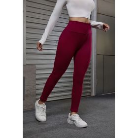 Autumn And Winter Women's Velvet Lift Hip Tight Pants With Elastic High Waist Sports Tight Pants (Option: Red-XL)