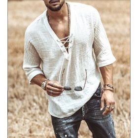 Short-sleeved Button-up Shirt For Men (Option: Apricot-S)