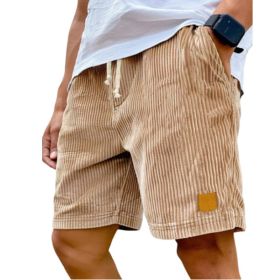 Vintage Embroidered Corduroy Fashion Lace-up Casual Shorts (Option: S-Khaki)