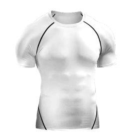 Compression T Shirt Men Sportswear Running T-shirt Dry Sport Tops (Color: White, size: L)