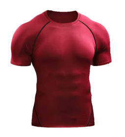 Compression T Shirt Men Sportswear Running T-shirt Dry Sport Tops (Color: Red, size: XL)