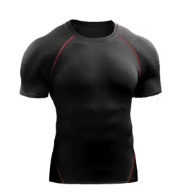 Compression T Shirt Men Sportswear Running T-shirt Dry Sport Tops (Color: black 2, size: L)