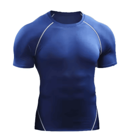 Compression T Shirt Men Sportswear Running T-shirt Dry Sport Tops (Color: Blue, size: S)