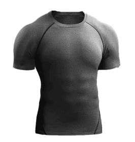 Compression T Shirt Men Sportswear Running T-shirt Dry Sport Tops (Color: Gray, size: L)