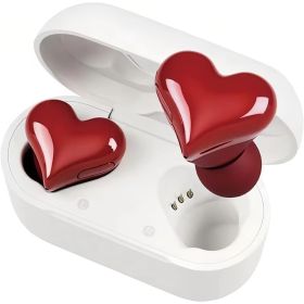 Heart shaped earphones, caring girl in ear wireless Bluetooth noise cancelling earphones (Color: Red)
