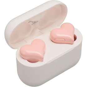 Heart shaped earphones, caring girl in ear wireless Bluetooth noise cancelling earphones (Color: Pink)