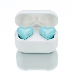 Heart shaped earphones, caring girl in ear wireless Bluetooth noise cancelling earphones (Color: Blue)