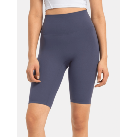 JupiterGear High-Rise Long Shorts (Color: Dusty Blue, size: 4)