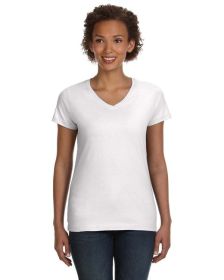 Ladies' V-Neck Fine Jersey T-Shirt - BLACK - S (Color: White, size: S)